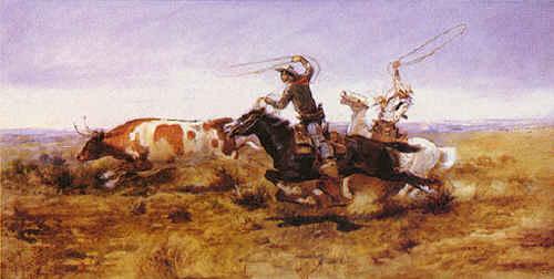  O.H.Cowboys Roping a Steer